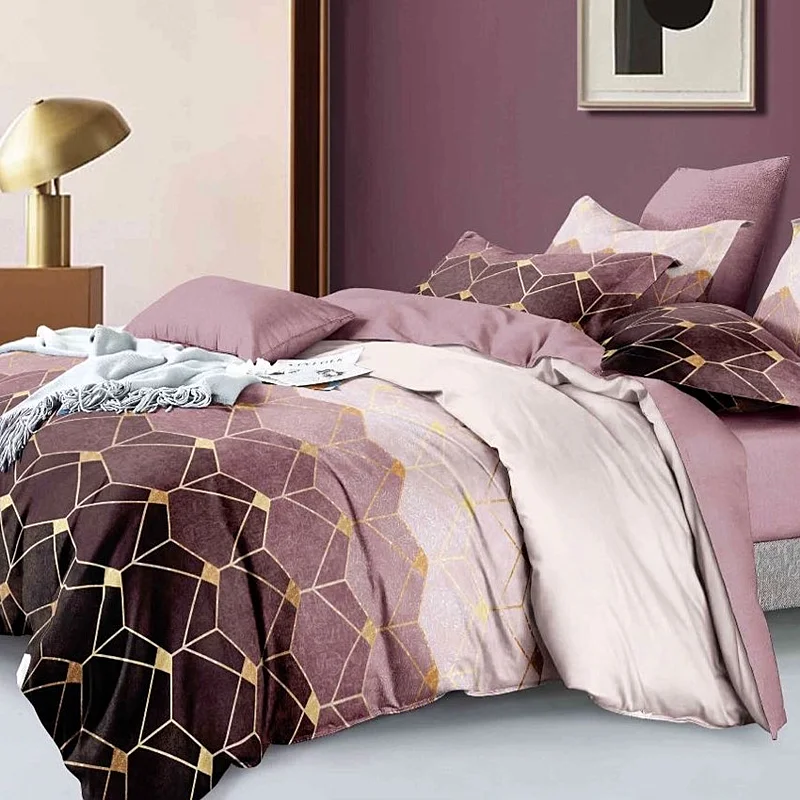 4 dílná sada povlečení na 2 postele Violet Honeycombs 