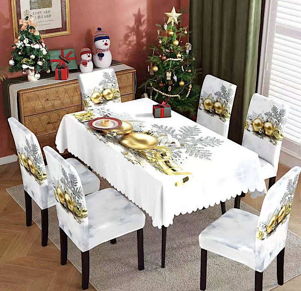 Vánoční prostírání na stůl a židle White