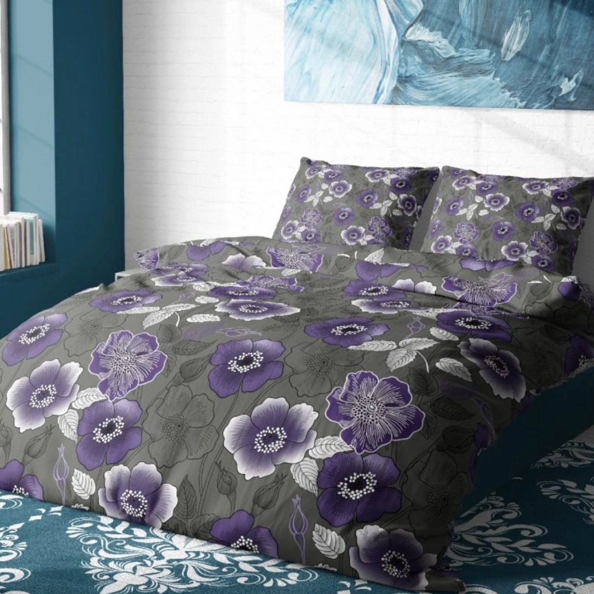 3 dílná francouzská sada povlečení Rustical Rose Violet
