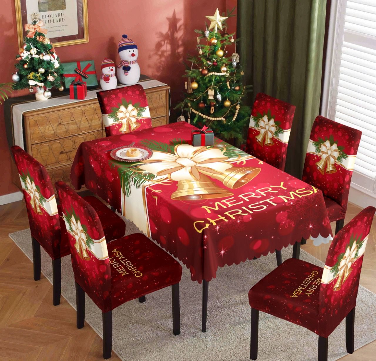 Vánoční prostírání na stůl a židle Wine Christmas