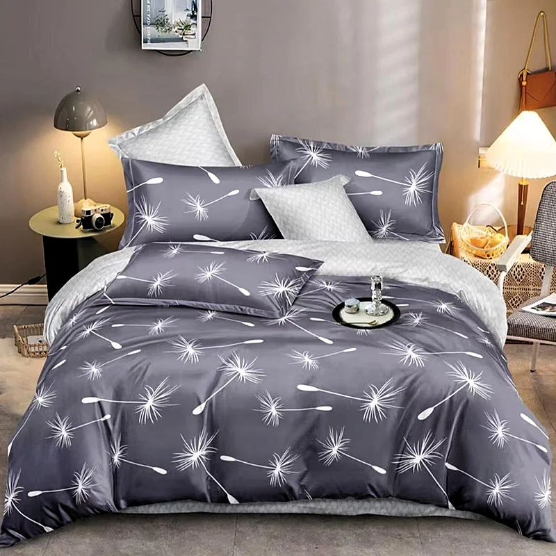 4 dílná sada povlečení na 2 postele Dark Silver Dandelion