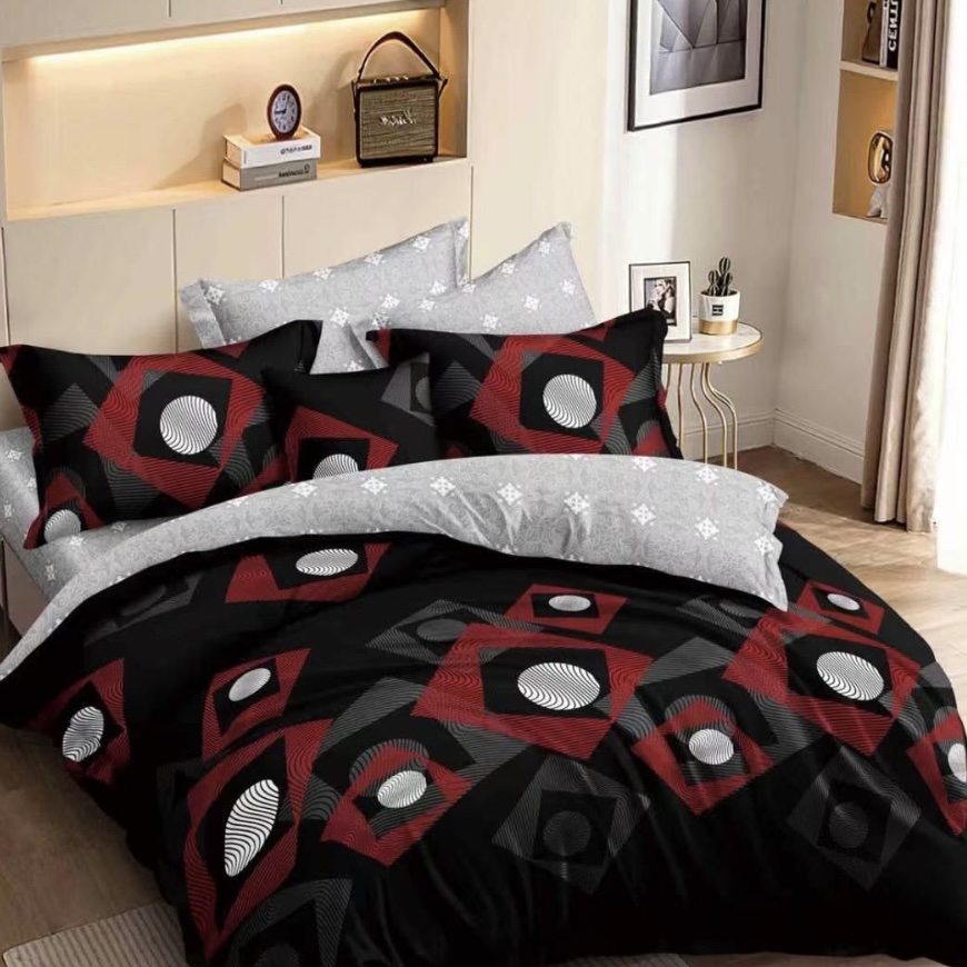 4 dílná sada povlečení na 2 postele Red Squares
