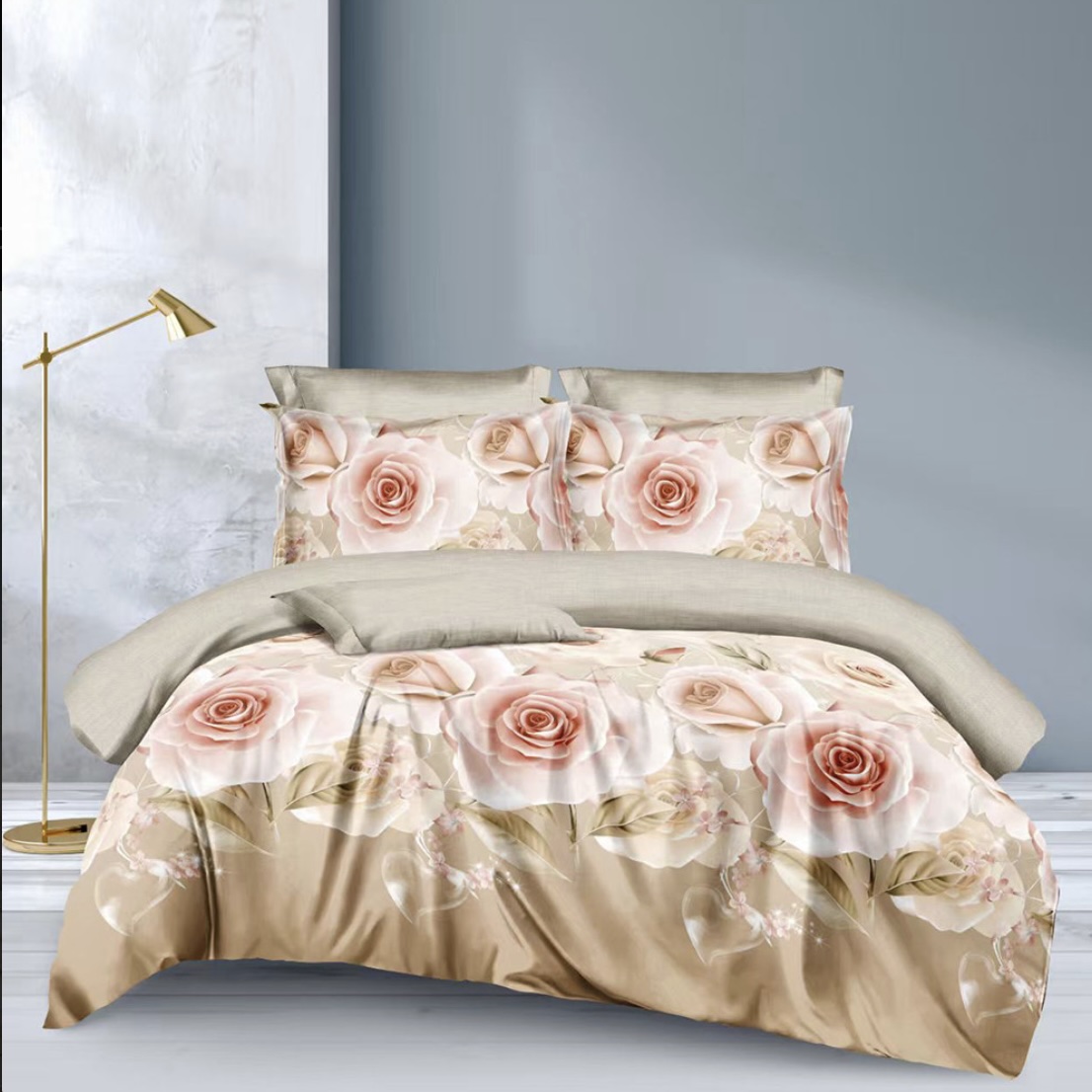 7 dílná sada povlečení na 2 postele - prostěradlo ZDARMA Elegant Roses