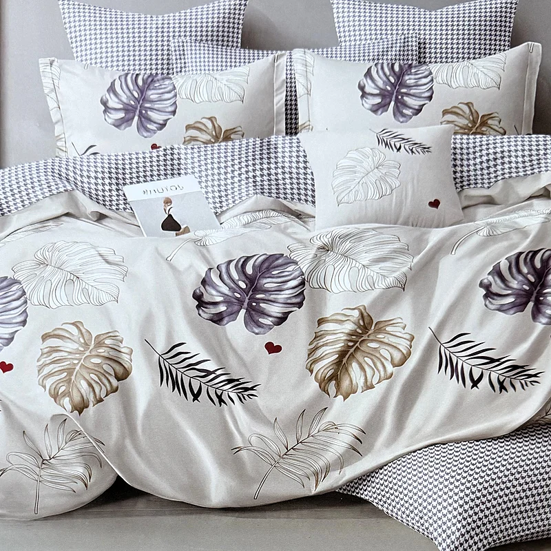 7 dílná sada povlečení na 2 postele - prostěradlo ZDARMA Violet Palms