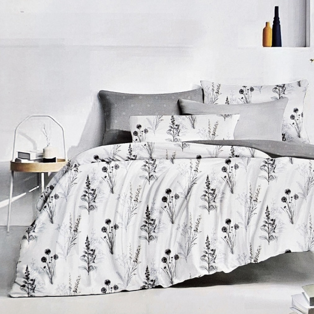 7 dílná sada povlečení na 2 postele - prostěradlo ZDARMA Black Dandelion