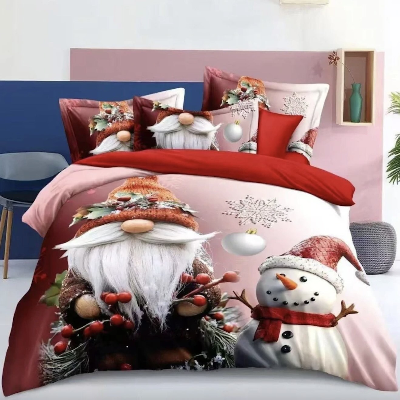 7 dílná sada povlečení na 2 postele - prostěradlo ZDARMA Red X-Mas